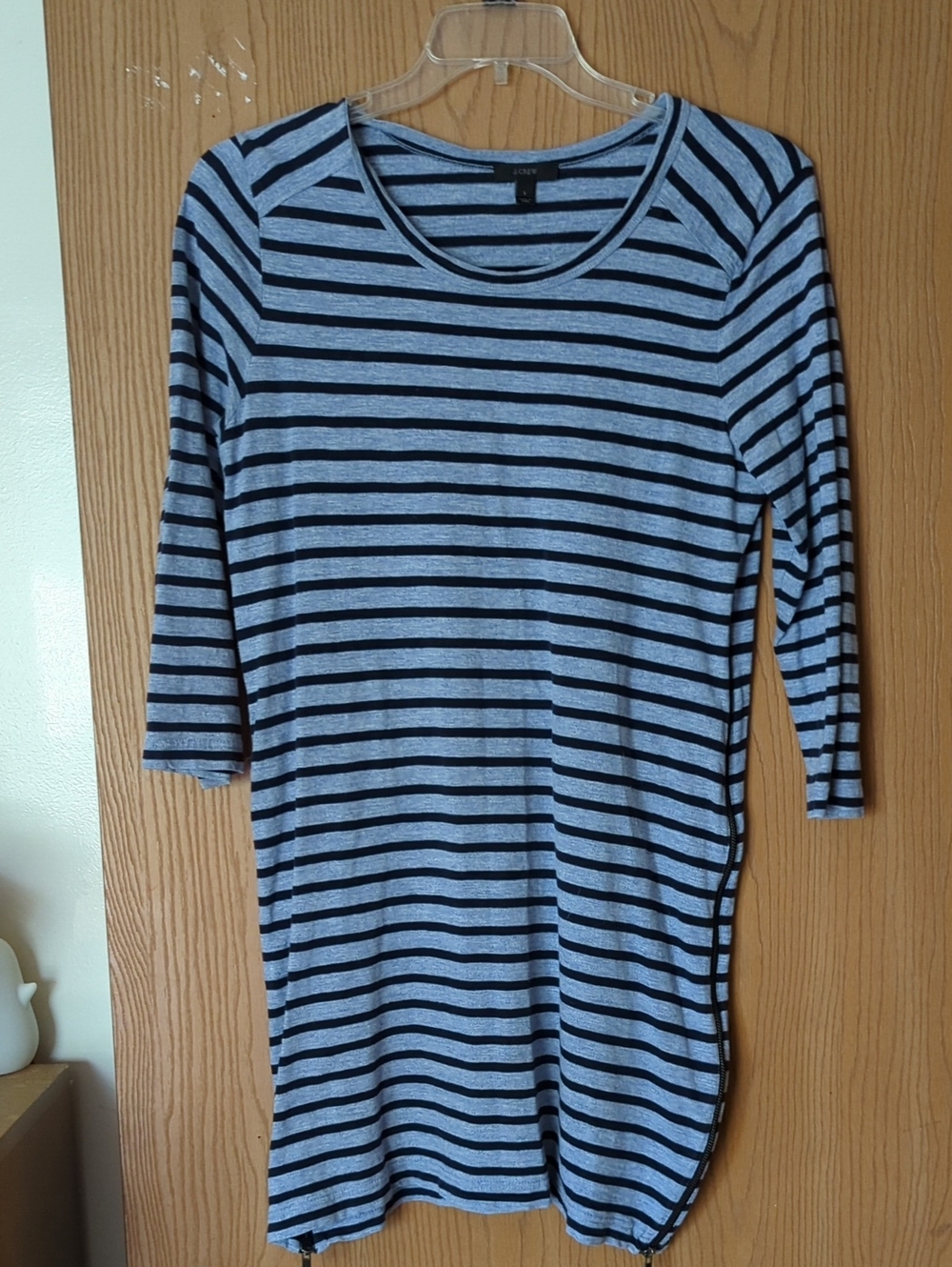 J. Crew Navy And Gray Striped Dress